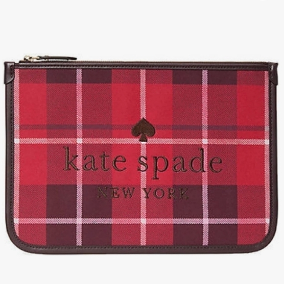 Kate Spade Large Zip Pouch Ella Classic Plaid - Picture 7 of 7